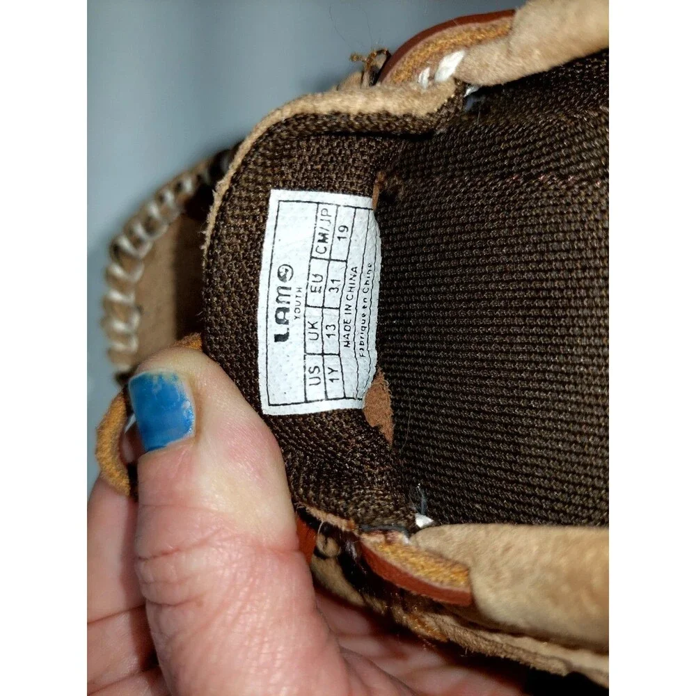 Lam Kids Moccasin Style Faux Fur Brown Suede Hard Sole Slipper Sz 1Y